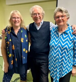 Janet Gaylord (Programs), Presenter Brian Porter, Wilhelmina Lacelle (President, LTI Historical Society) Three people smiling for a photo