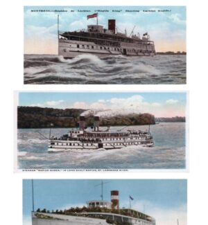 The "Royal Trio" On the St. Lawrence River Illustrated poster of a group of three ships the "Royal Trio" on the St. Lawrence river