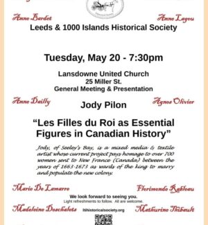 General Meeting and Presentation Poster Leeds & 1000 Islands Historical Society general meeting and presentation poster